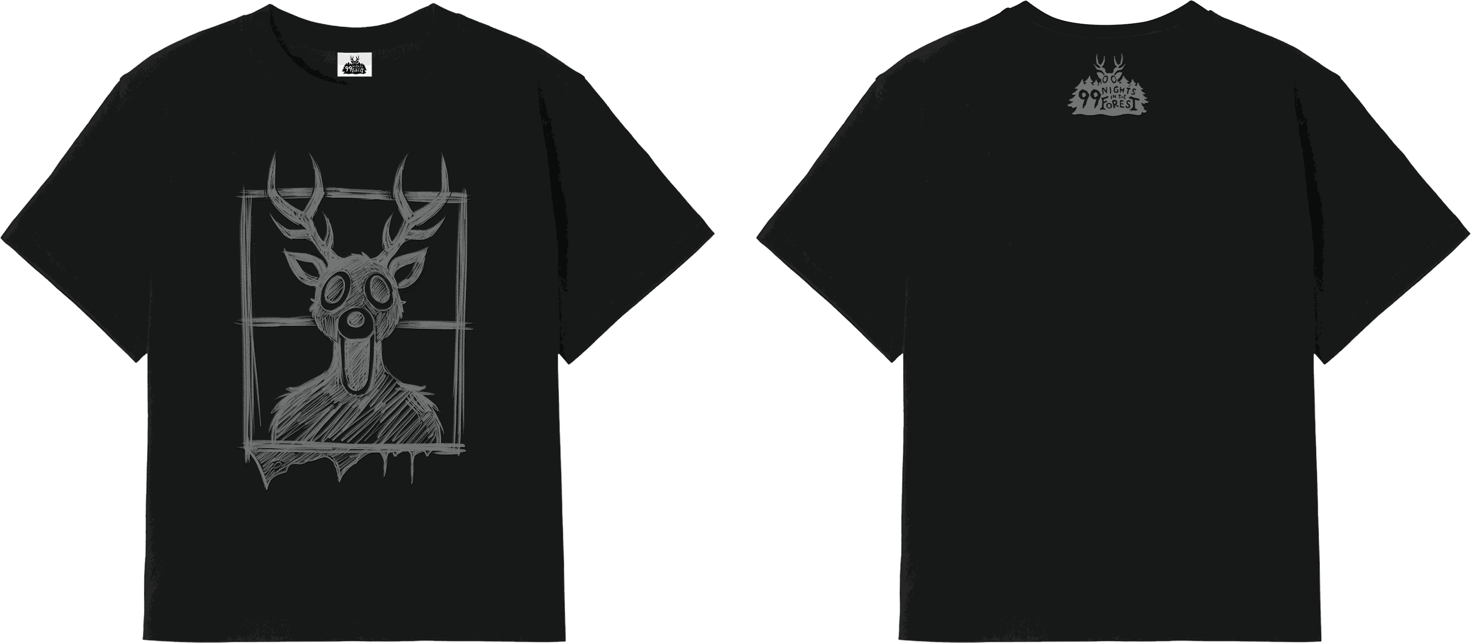 99 야간숲 T-shirt - Black / 140 이미지 1